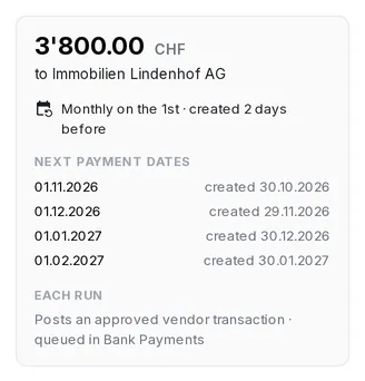 Summary with the next payment dates